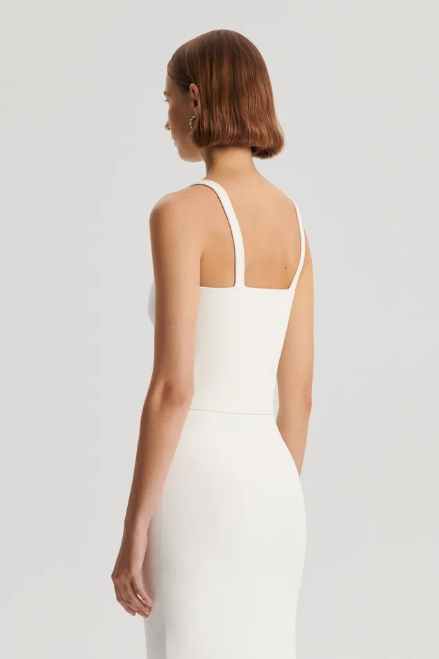 Women CREPE KNIT SQUARE CAMISOLE CREAM Tops Scanlan Theodore Women CREPE KNIT SQUARE CAMISOLE CREAM Tops Scanlan Theodore