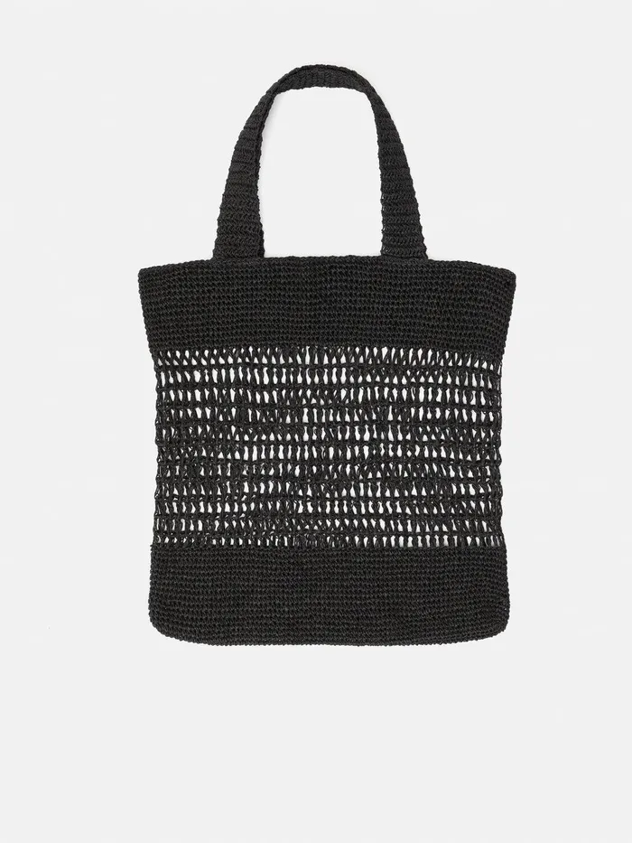 Women Crochet Tote Black Jigsaw Bags