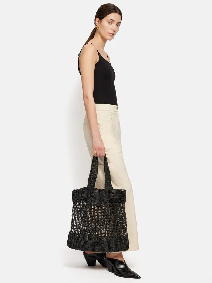 Women Crochet Tote Black Jigsaw Bags