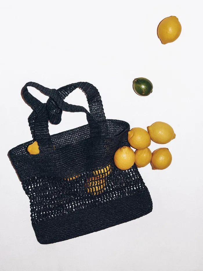 Women Crochet Tote Black Jigsaw Bags