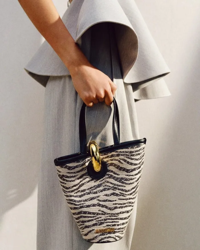 Women Crossbody and Handbags JACQUEMUS The Small Bambola Black and White Zebra