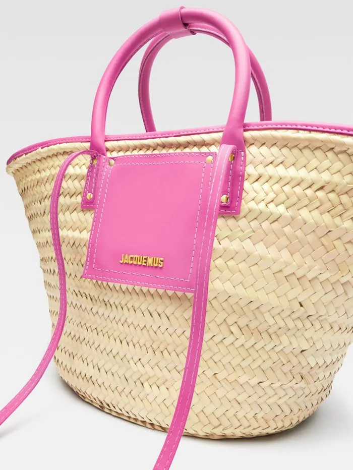 Women Crossbody and Handbags JACQUEMUS The Soli Basket Neon Pink Women Crossbody and Handbags JACQUEMUS The Soli Basket Neon Pink