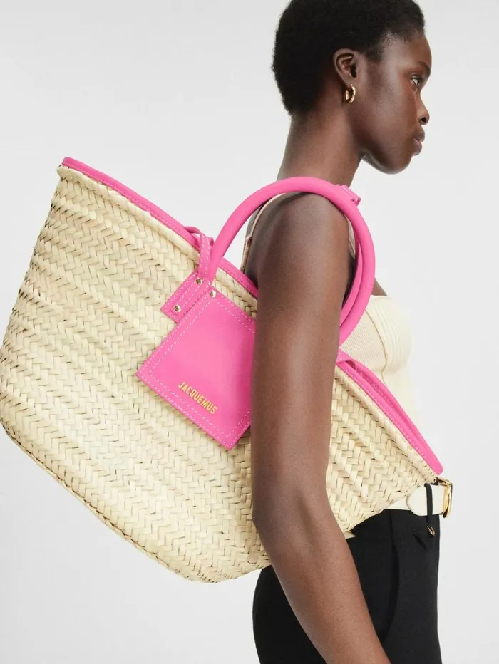 Women Crossbody and Handbags JACQUEMUS The Soli Basket Neon Pink Women Crossbody and Handbags JACQUEMUS The Soli Basket Neon Pink