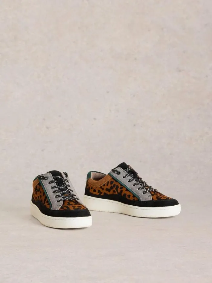 Women Della Leather Trainer Brown Multi White Stuff Shoes