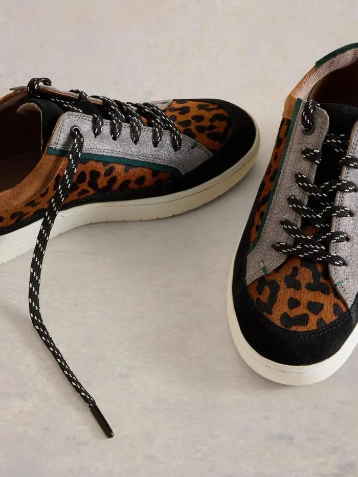 Women Della Leather Trainer Brown Multi White Stuff Shoes