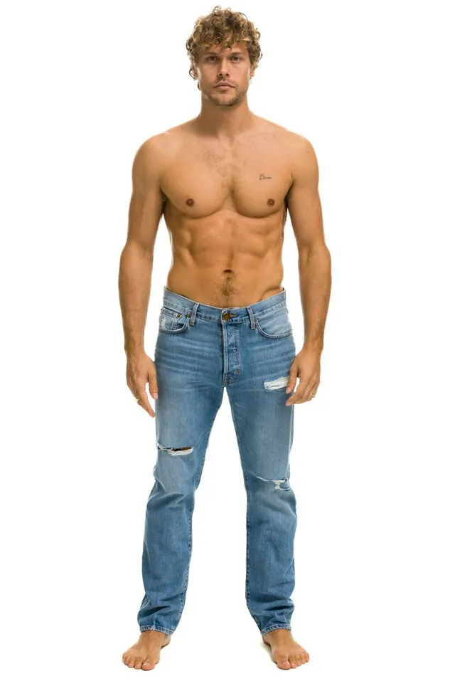 Women Denim Aviator Nation MEN039S CLASSIC STRAIGHT LEG DENIM JEAN 8211 SUPER LIGHT