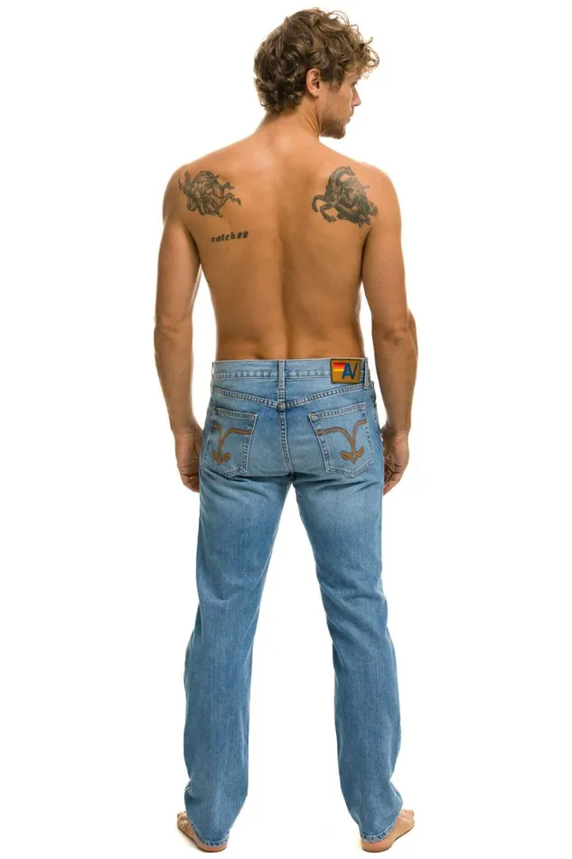Women Denim Aviator Nation MEN039S CLASSIC STRAIGHT LEG DENIM JEAN 8211 SUPER LIGHT