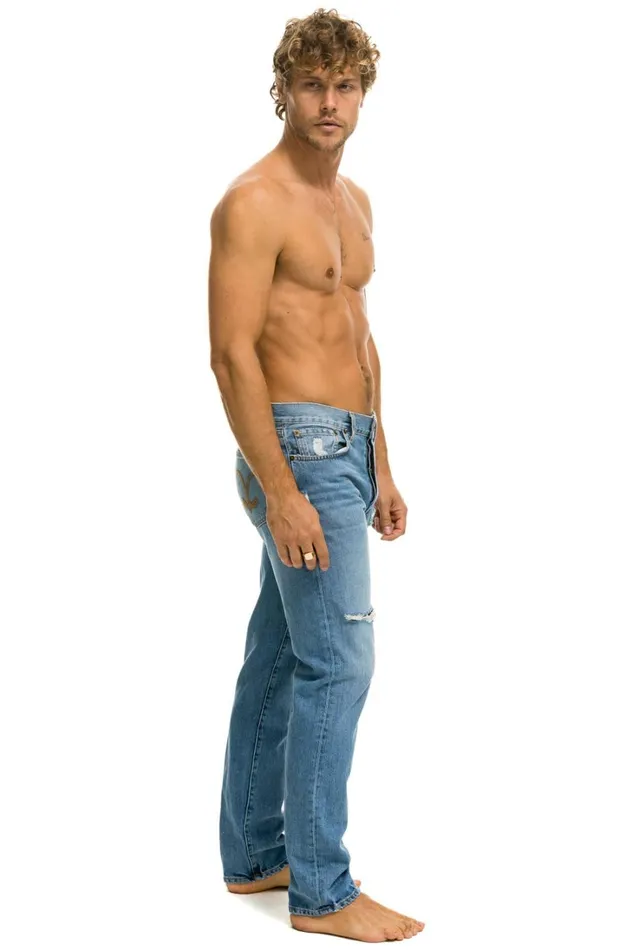 Women Denim Aviator Nation MEN039S CLASSIC STRAIGHT LEG DENIM JEAN 8211 SUPER LIGHT