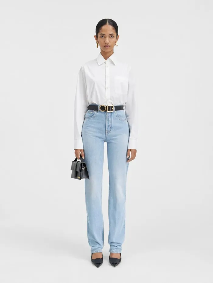 Women Denim JACQUEMUS The Straight DeNmes Denim Pants Light Bluetabac