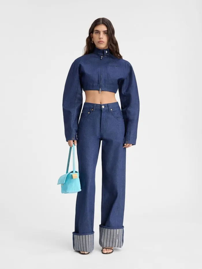 Women Denim JACQUEMUS The Wide DeNmes Denim Pants Navy Navy Stripes