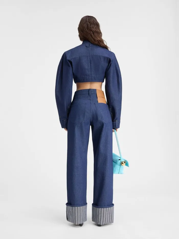 Women Denim JACQUEMUS The Wide DeNmes Denim Pants Navy Navy Stripes