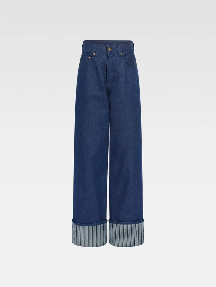 Women Denim JACQUEMUS The Wide DeNmes Denim Pants Navy Navy Stripes