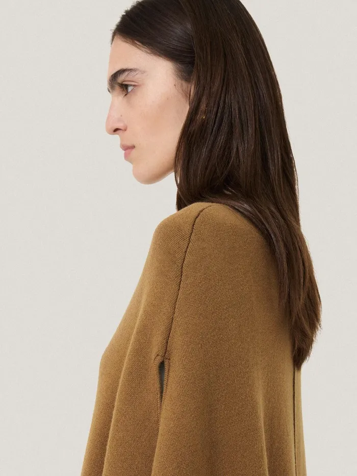 Women Double Face Knit Poncho Toffee Jigsaw Knitwear and Cashmere