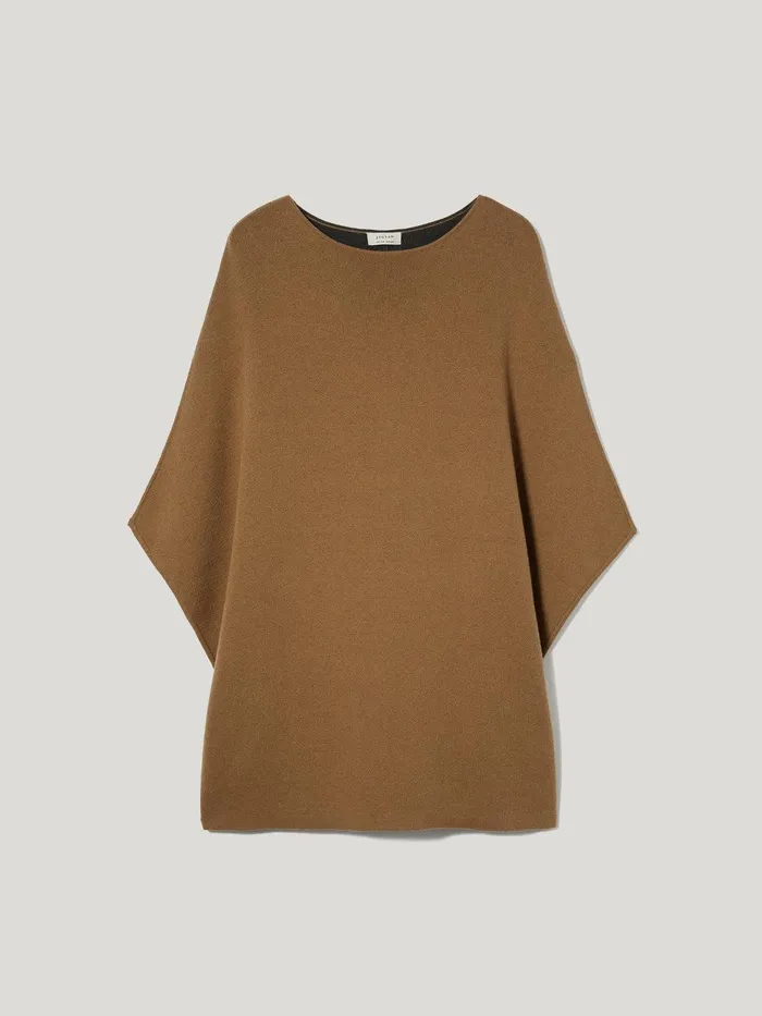 Women Double Face Knit Poncho Toffee Jigsaw Knitwear and Cashmere