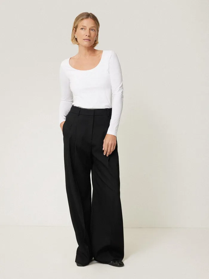 Women Double Front Ballet Neck Top White Jigsaw Shirts and Tops