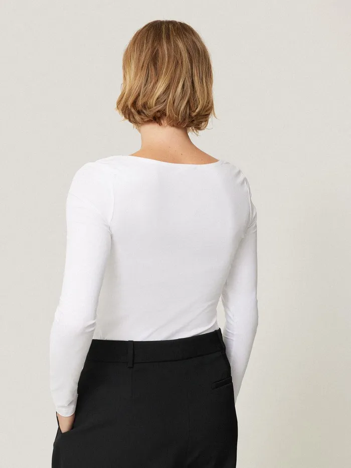 Women Double Front Ballet Neck Top White Jigsaw Shirts and Tops