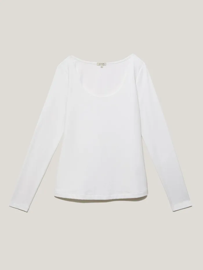 Women Double Front Ballet Neck Top White Jigsaw Shirts and Tops