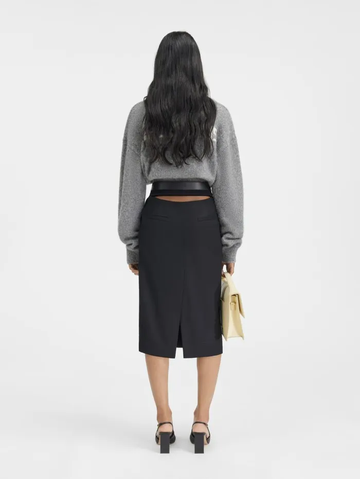 Women Dresses and Skirts JACQUEMUS The Bari Midi Skirt Black Women Dresses and Skirts JACQUEMUS The Bari Midi Skirt Black