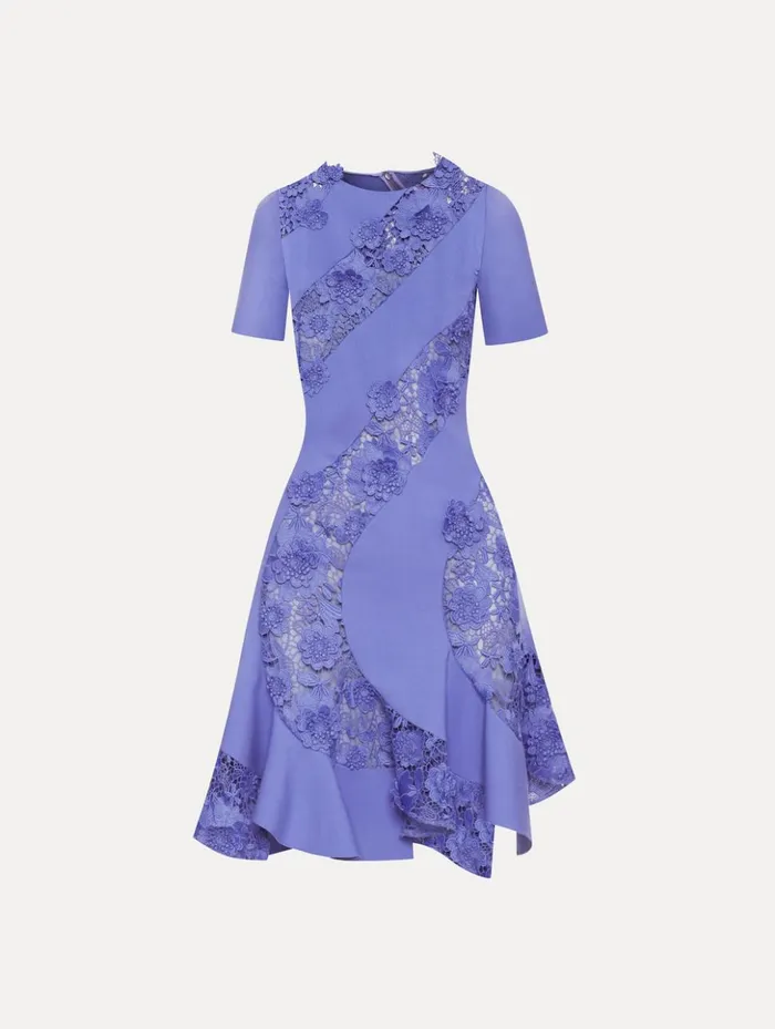 Women Dresses Oscar De La Renta Floral Guipure Asymmetrical Dress Crocus