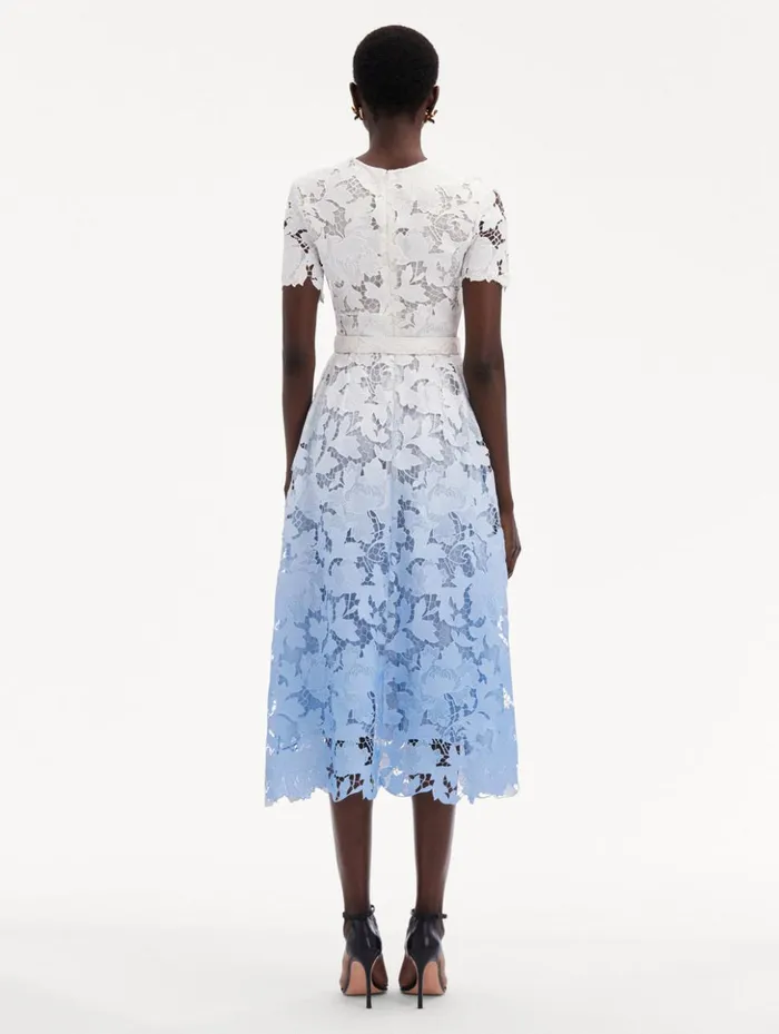 Women Dresses Oscar De La Renta Ombr Peony Guipure Dress Soft Blue Women Dresses Oscar De La Renta Ombr Peony Guipure Dress Soft Blue