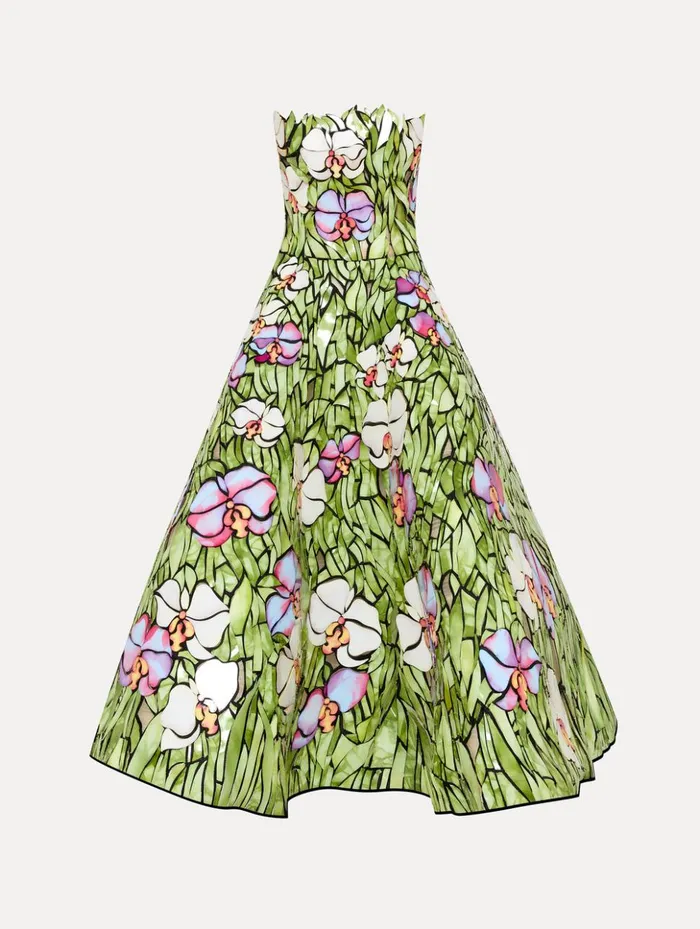 Women Dresses Oscar De La Renta Orchid Mosaic Cocktail Dress Multi