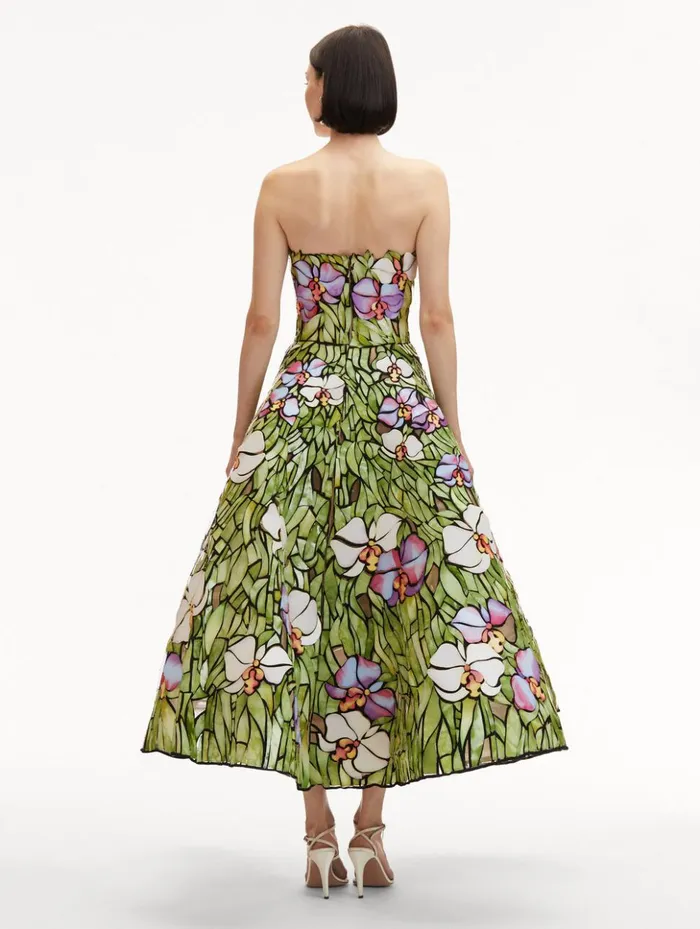 Women Dresses Oscar De La Renta Orchid Mosaic Cocktail Dress Multi