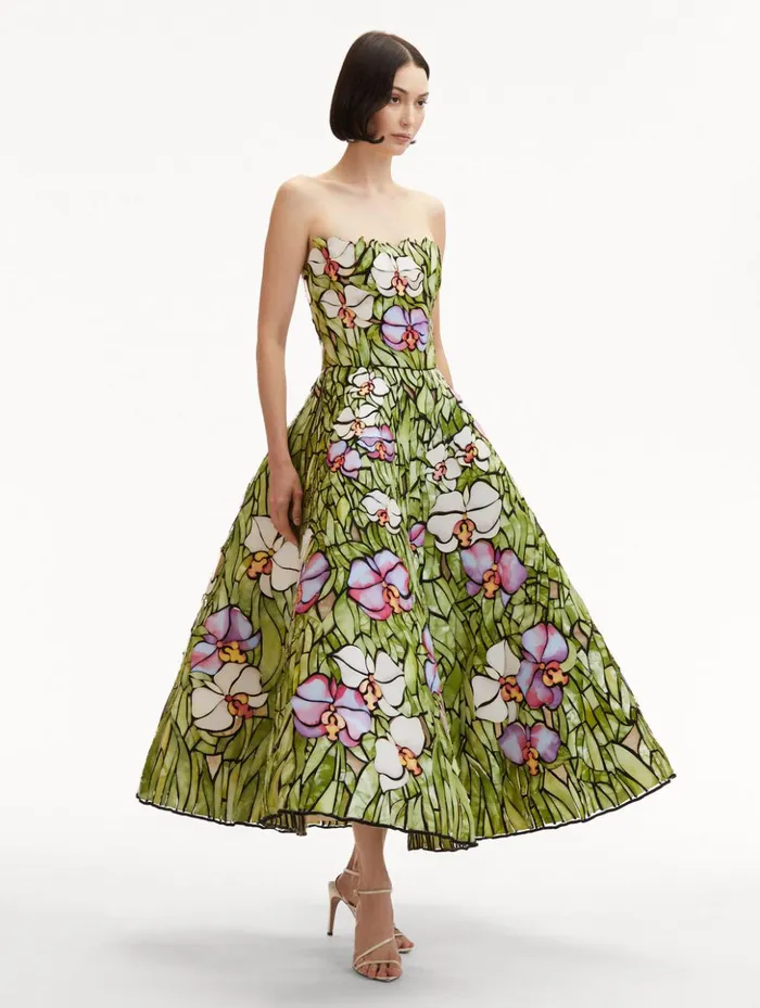 Women Dresses Oscar De La Renta Orchid Mosaic Cocktail Dress Multi