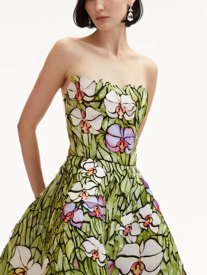 Women Dresses Oscar De La Renta Orchid Mosaic Cocktail Dress Multi