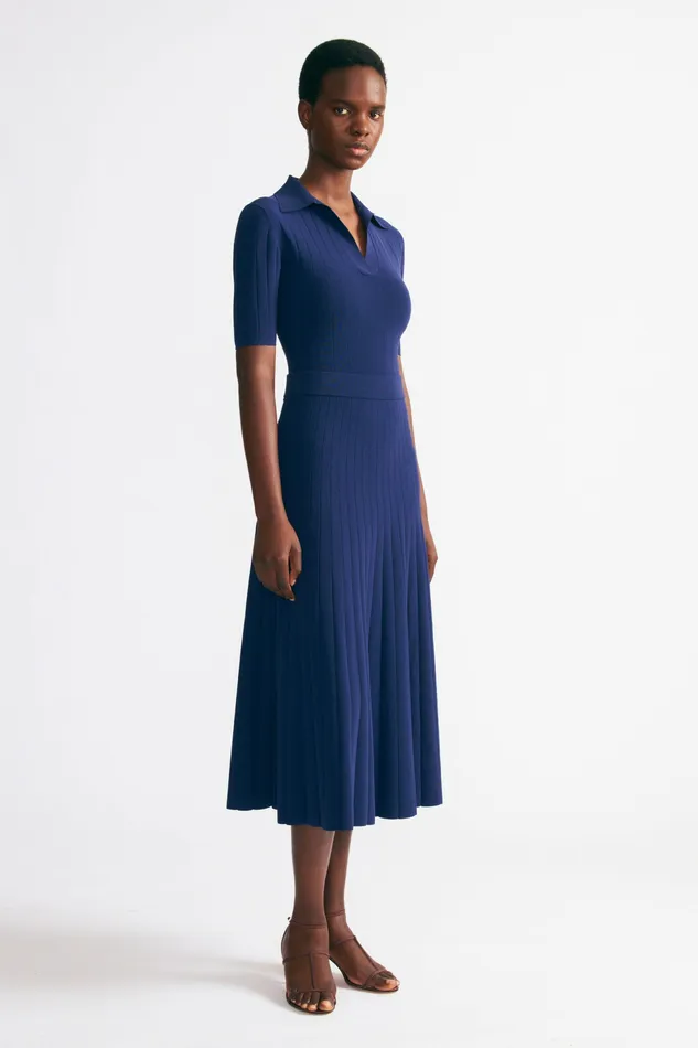 Women Dune Navy Knit Polo Top Shirts and Tops Emilia Wickstead