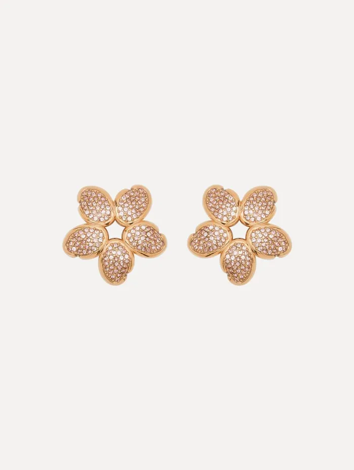 Women Earrings Oscar De La Renta Crystal O Flower Earrings Crystal