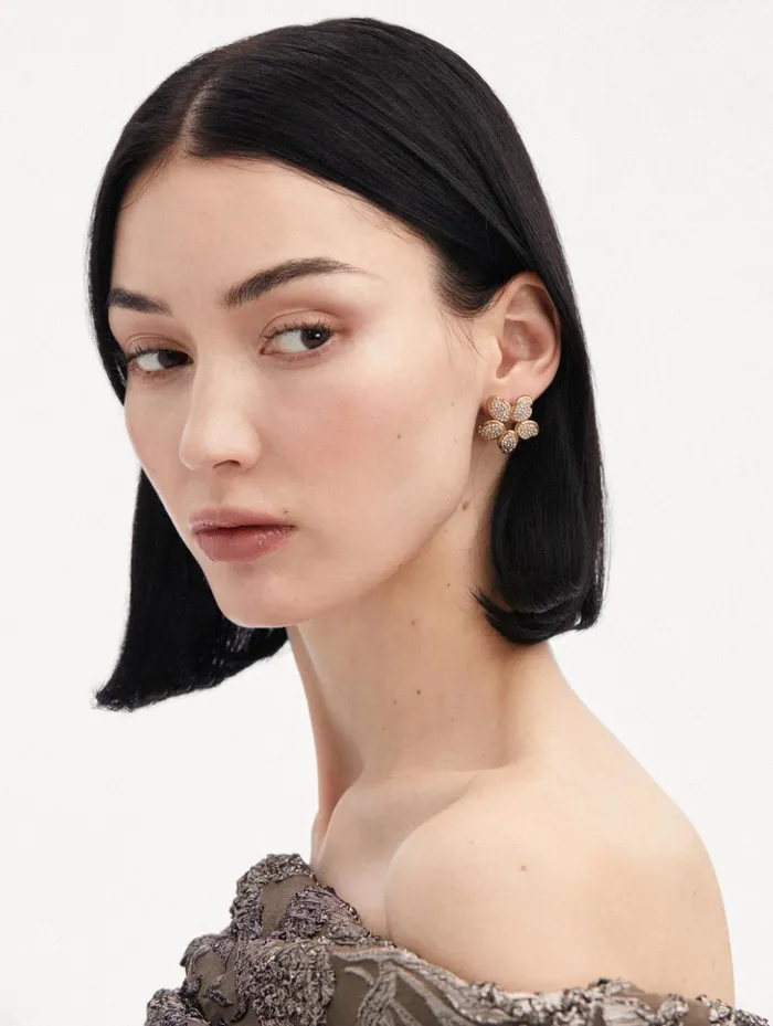 Women Earrings Oscar De La Renta Crystal O Flower Earrings Crystal