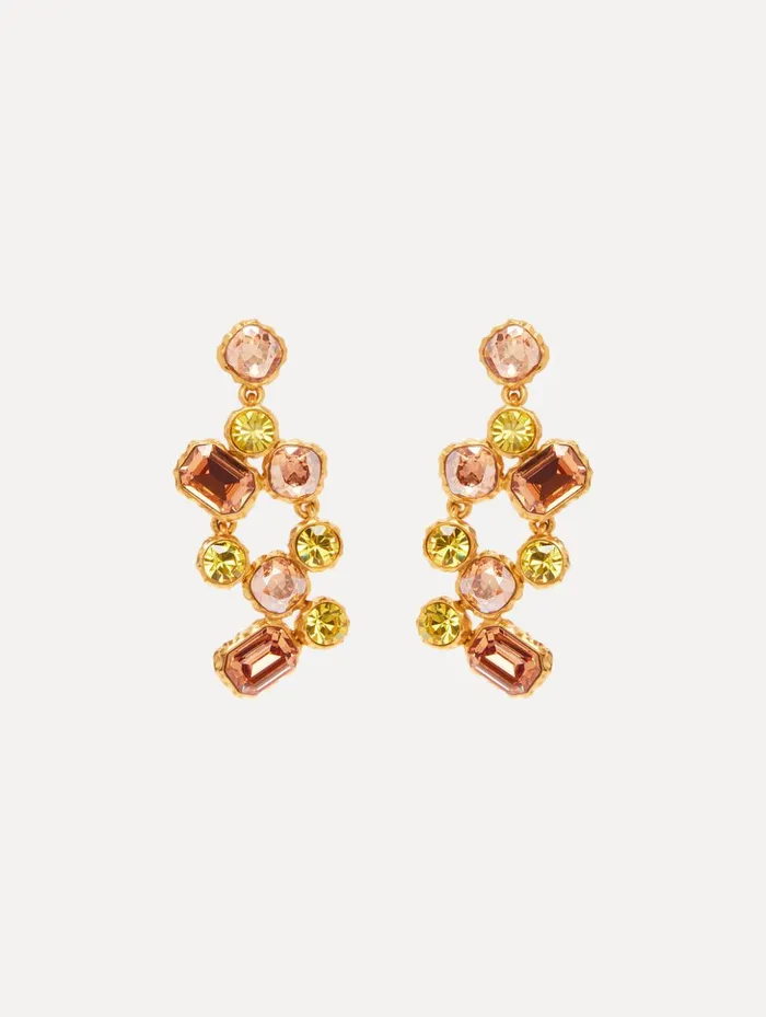 Women Earrings Oscar De La Renta Crystal Scramble Earrings Topaz Multi