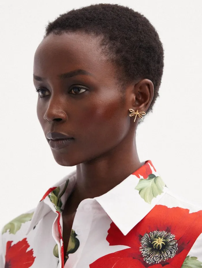 Women Earrings Oscar De La Renta Dragonfly Earrings Amber