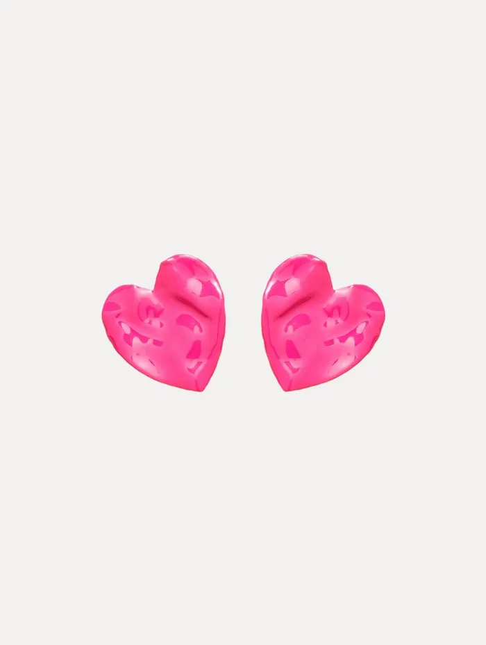 Women Earrings Oscar De La Renta Enamel Heart Earrings Fuchsia