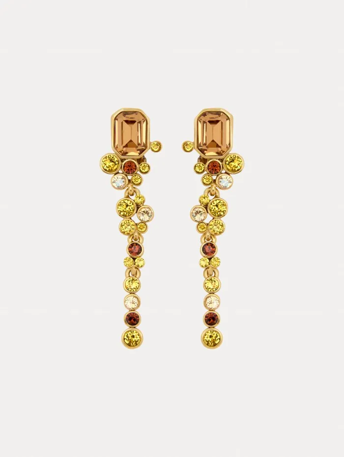 Women Earrings Oscar De La Renta Mixed Crystal ClipOn Earrings Topaz