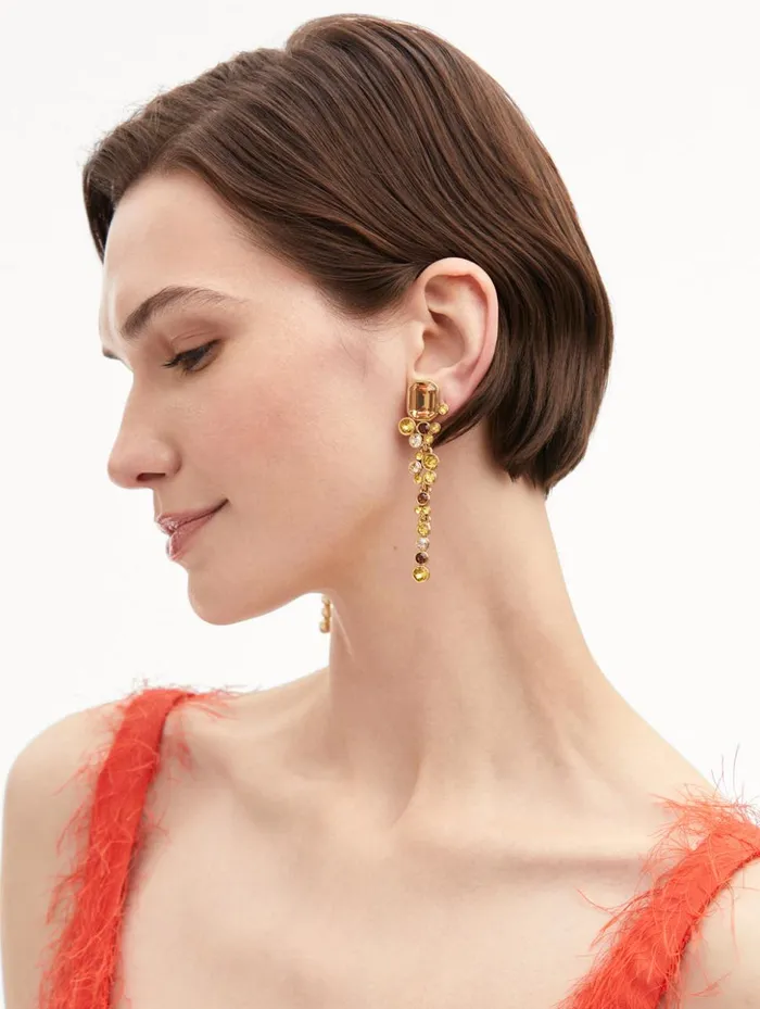 Women Earrings Oscar De La Renta Mixed Crystal ClipOn Earrings Topaz Women Earrings Oscar De La Renta Mixed Crystal ClipOn Earrings Topaz
