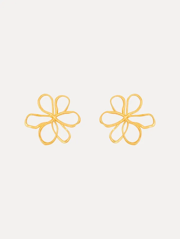Women Earrings Oscar De La Renta Small Threaded Flower Earrings Gold