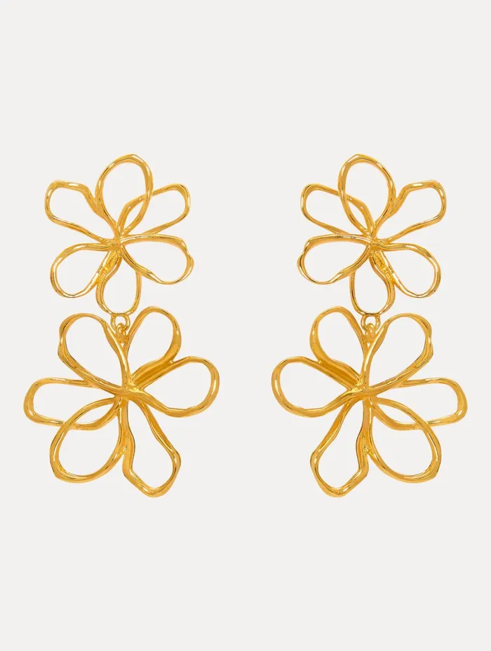 Women Earrings Oscar De La Renta Threaded Flower Drop Earrings Gold