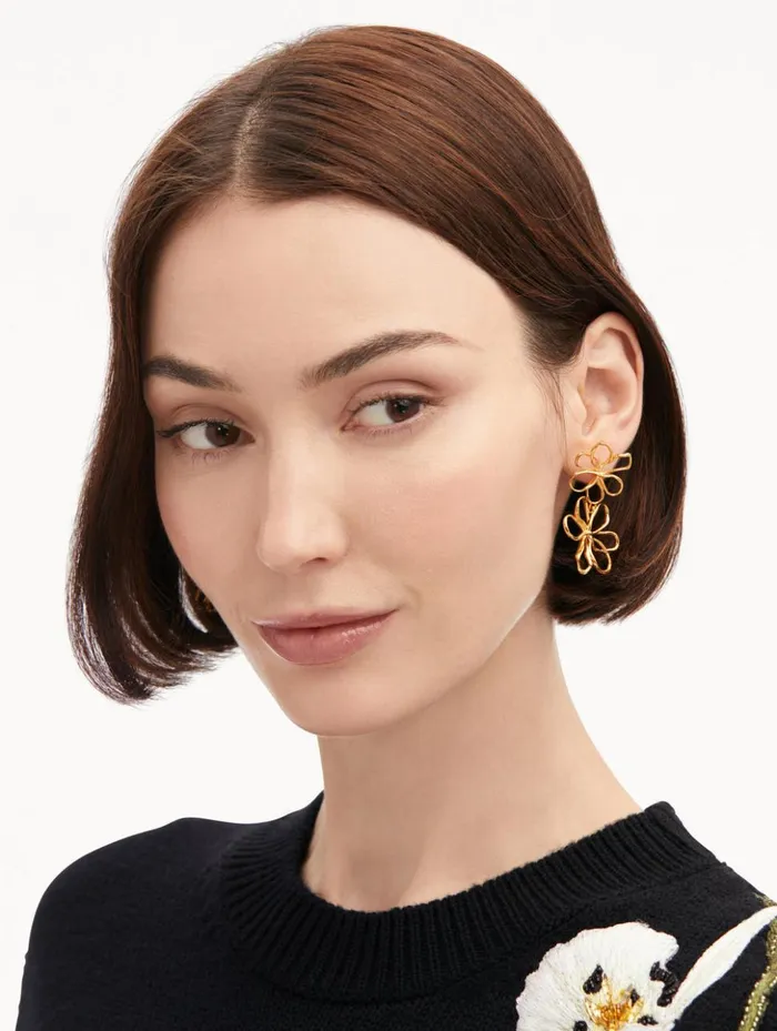 Women Earrings Oscar De La Renta Threaded Flower Drop Earrings Gold Women Earrings Oscar De La Renta Threaded Flower Drop Earrings Gold