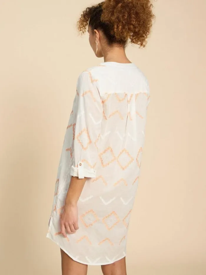 Women Eden Henley Cover Up Ivory Multi White Stuff Swimwear