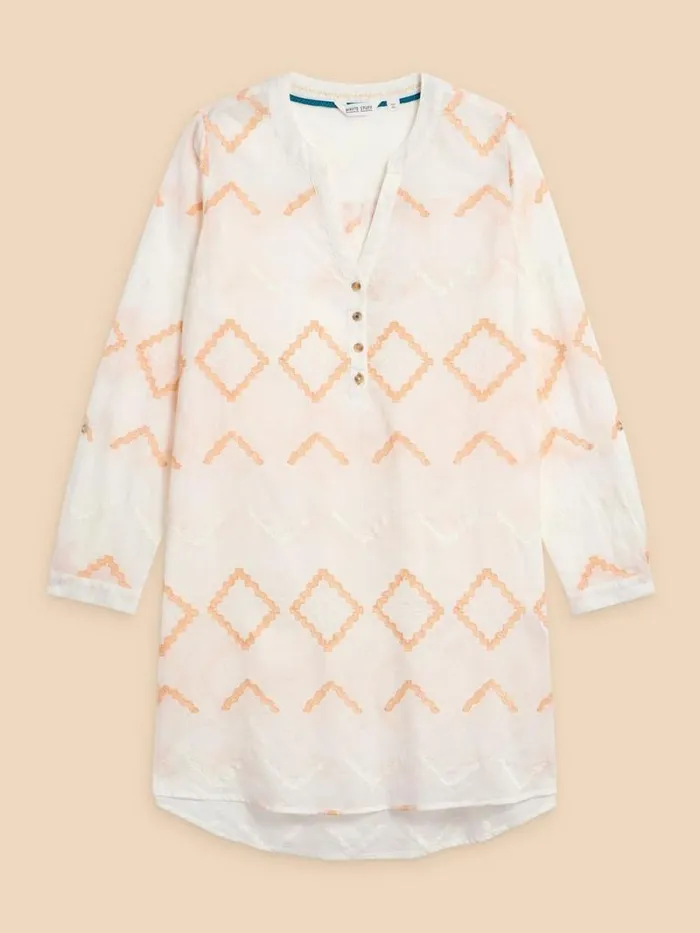 Women Eden Henley Cover Up Ivory Multi White Stuff Swimwear