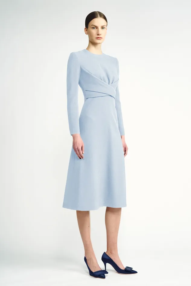 Women Elta BabyBlue WrapEffect Double Crepe Dress Dresses Emilia Wickstead