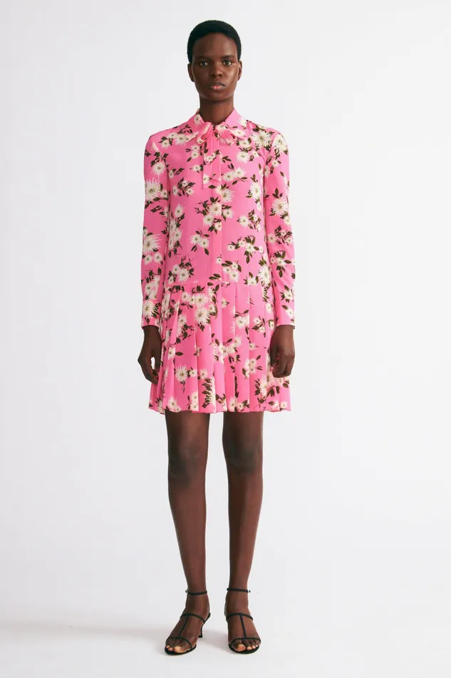 Women Emilia Wickstead Gunnell Dress In Pink Floral Print Crepe Georgette Dresses