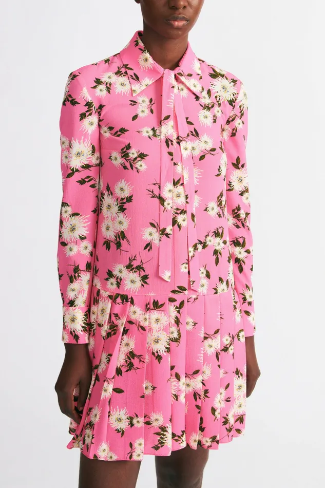 Women Emilia Wickstead Gunnell Dress In Pink Floral Print Crepe Georgette Dresses Women Emilia Wickstead Gunnell Dress In Pink Floral Print Crepe Georgette Dresses