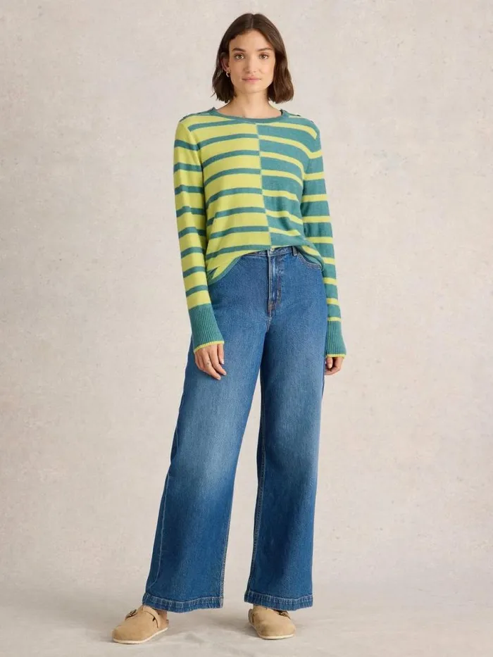 Women EMMA CREW NECK JUMPER Blue Multi White Stuff Knitwear