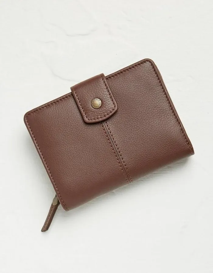 Women FatFace Bags and Wallets Etta Leather Zip Purse Chocolate Brown
