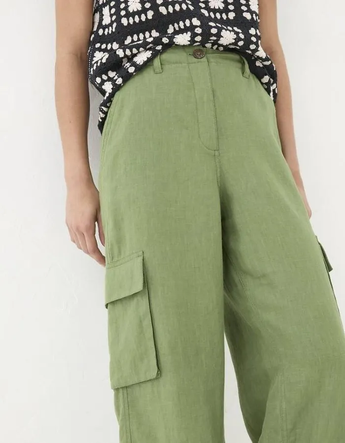 Women FatFace Festival Collection Demi Cargo Pants Dark Green