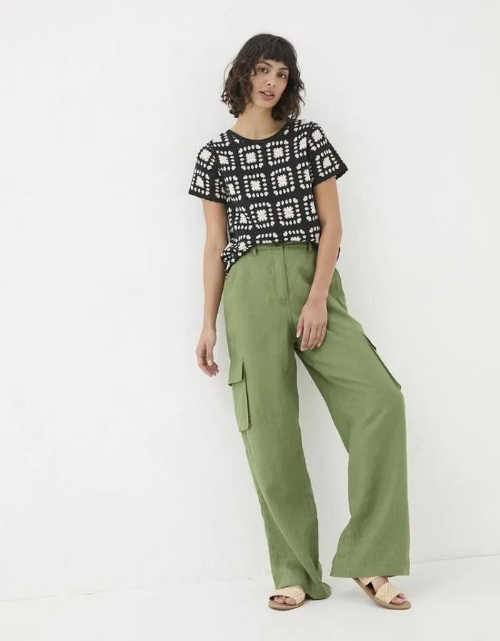 Women FatFace Festival Collection Demi Cargo Pants Dark Green