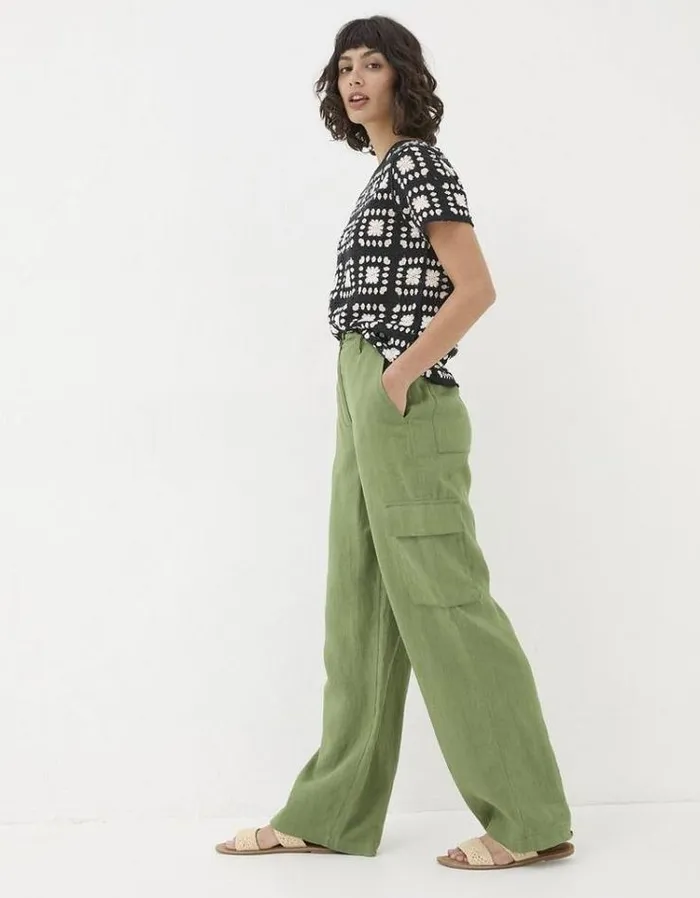 Women FatFace Festival Collection Demi Cargo Pants Dark Green