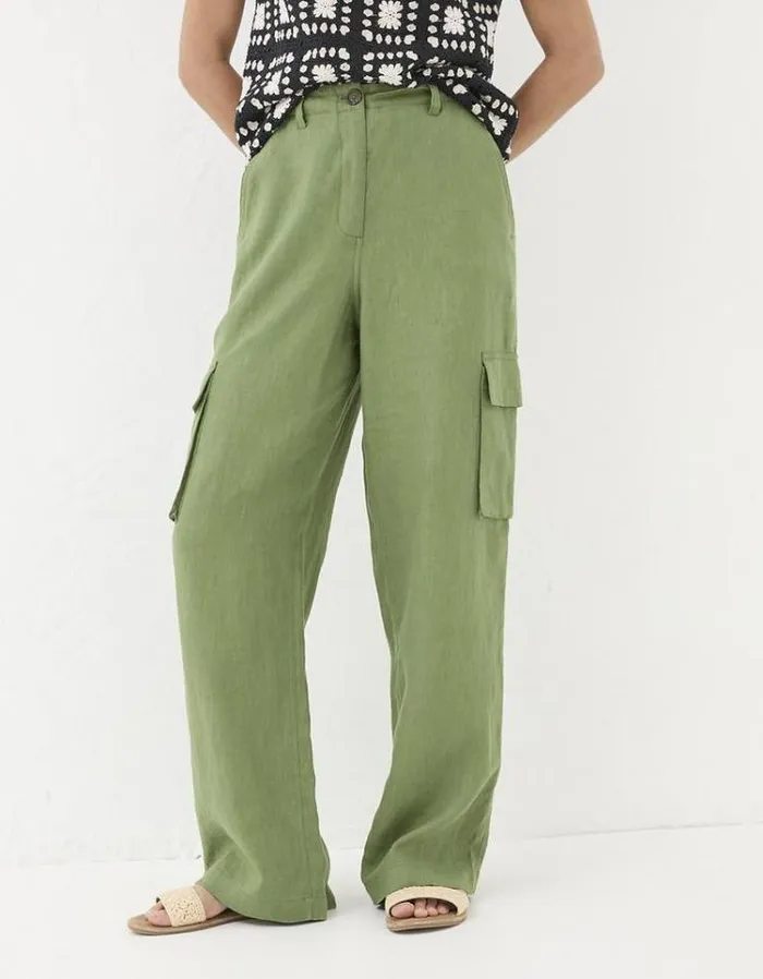 Women FatFace Festival Collection Demi Cargo Pants Dark Green